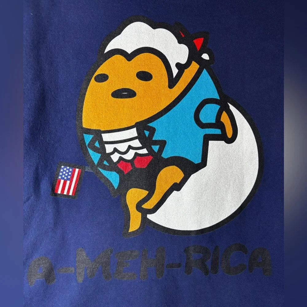 Sanrio Gudetama the Lazy Egg USA Patriotic America Founding Fathers Sweatshirt - Picture 4 of 8